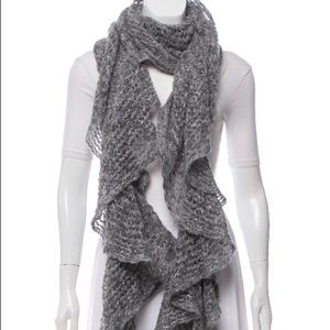 Missoni Grey Silver Metallic Ruffle Scarf